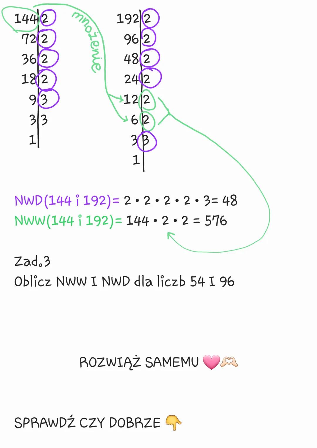 # NWW I NWD
NWW- najmniejsza wspólna wielokrotność
NWD-największy wspólny dzielnik
(to co jest takie same)
Zad.1
(to co nie jest takie sam