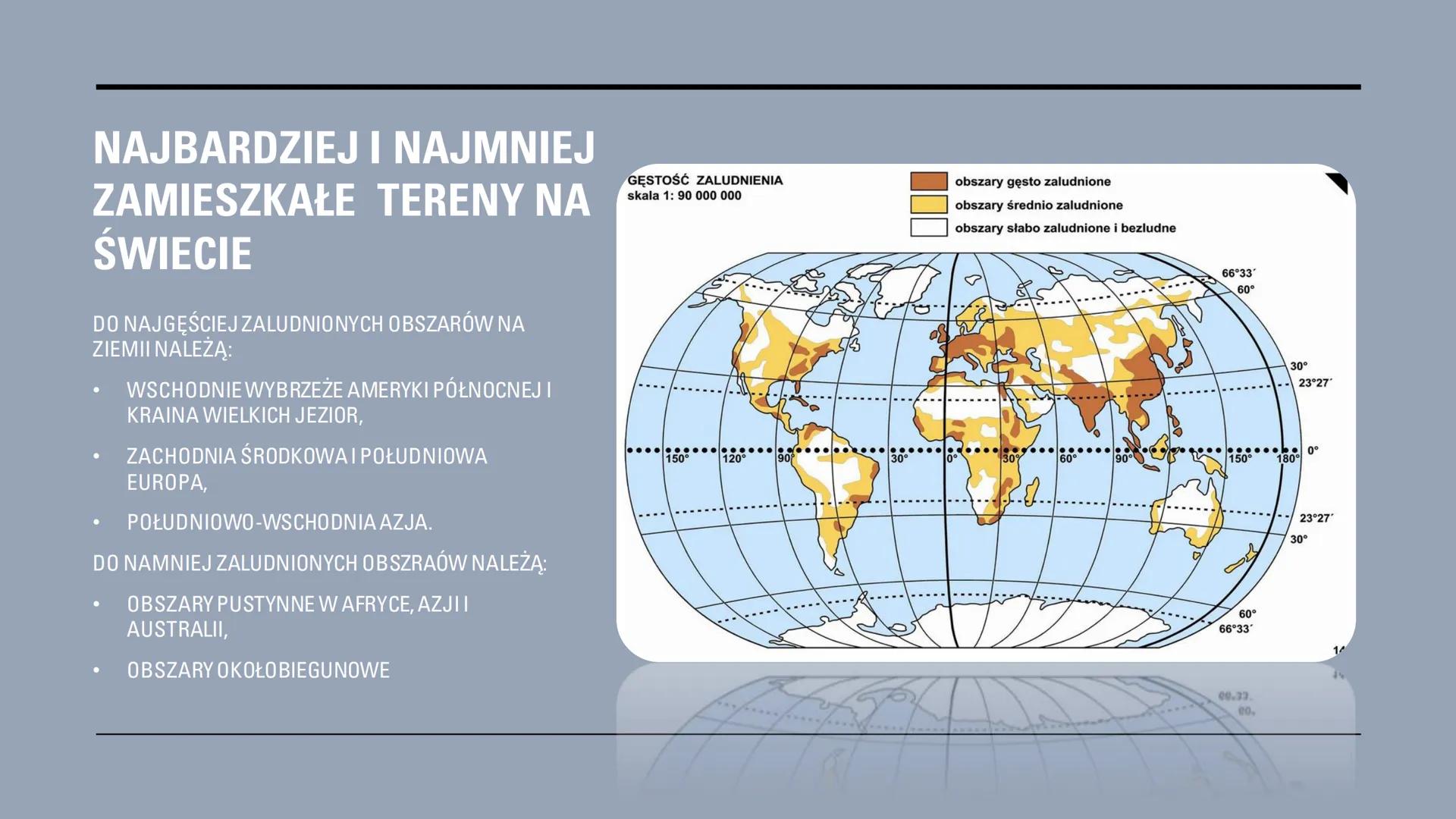 ROZMIESZCZENIE
LUDNOŚCI NA
ŚWIECIE
..........
....
150° 120°
90
30°
0°
30%
60°
90°
150°
180° # PODZIAŁ OBSZARÓW ZE WZGLĘDU NA GĘSTOŚĆ
# ZAL