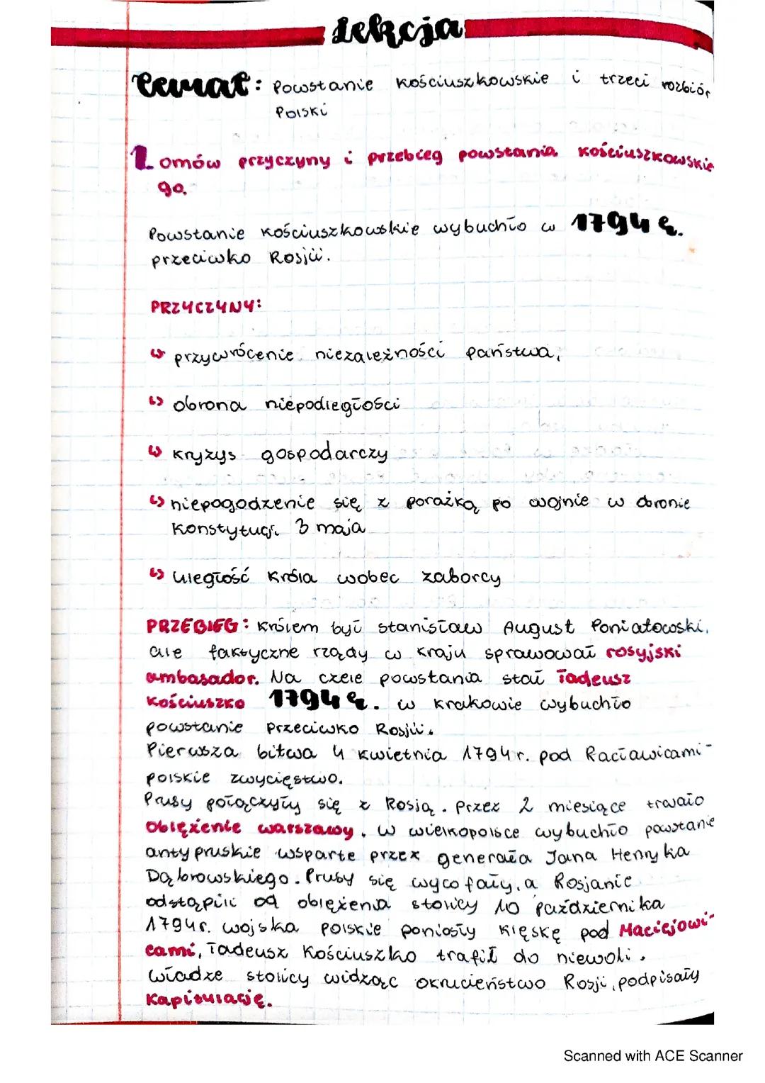 Powstanie Kościuszkowskie i trzeci rozbiór Polski