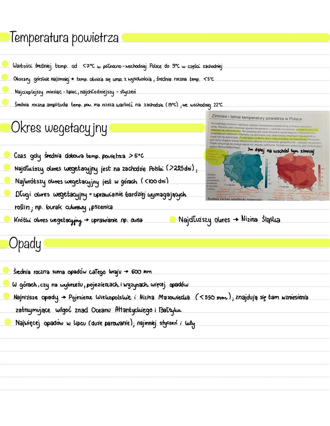 Cechy klimatu
Klimat Polski
Klimat umiarkowany ciepły przejściowy
Ścieranie się wpływów klimatu morskiego znad Atlantyku i Europy Zachodniej