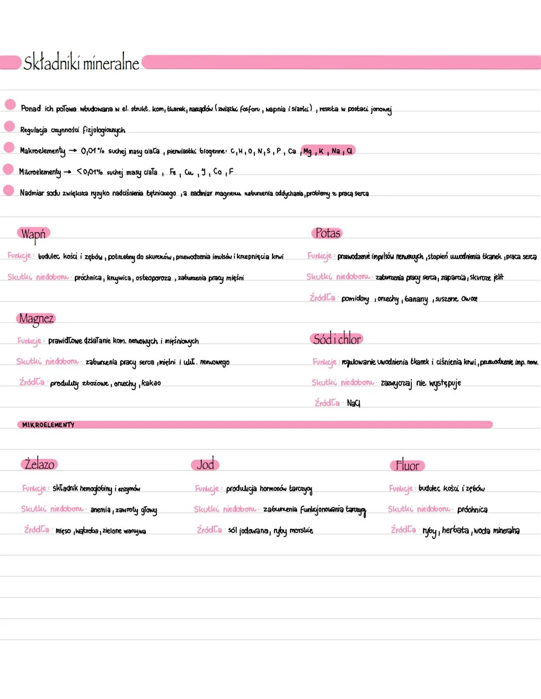 Rola witamin. Nieorganiczne składniki pokarmowe
Zapotrzebowanie na witaminy i sole mineralne niewielkie, za to na wodę 65% masy ciała
Witami