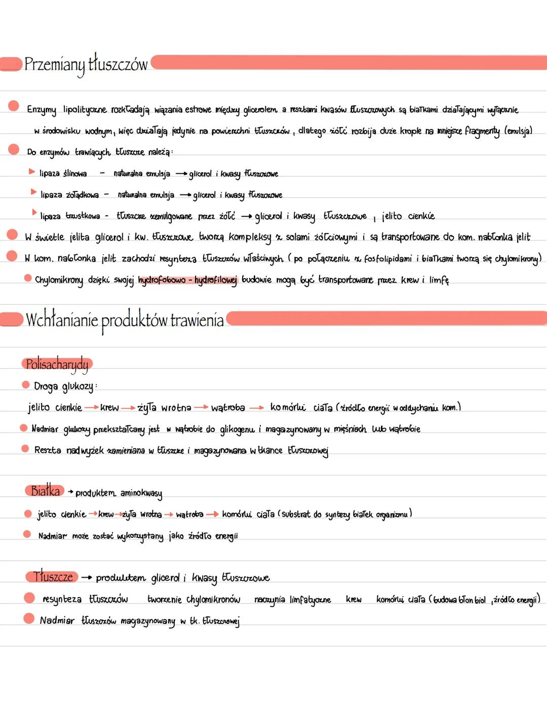 Procesy trawienia i wchłaniania
Trawienie rozkład wielkocząsteczkowych skt. pok. do prostych, rozpuszczalnych w wodzie związków które mogą z