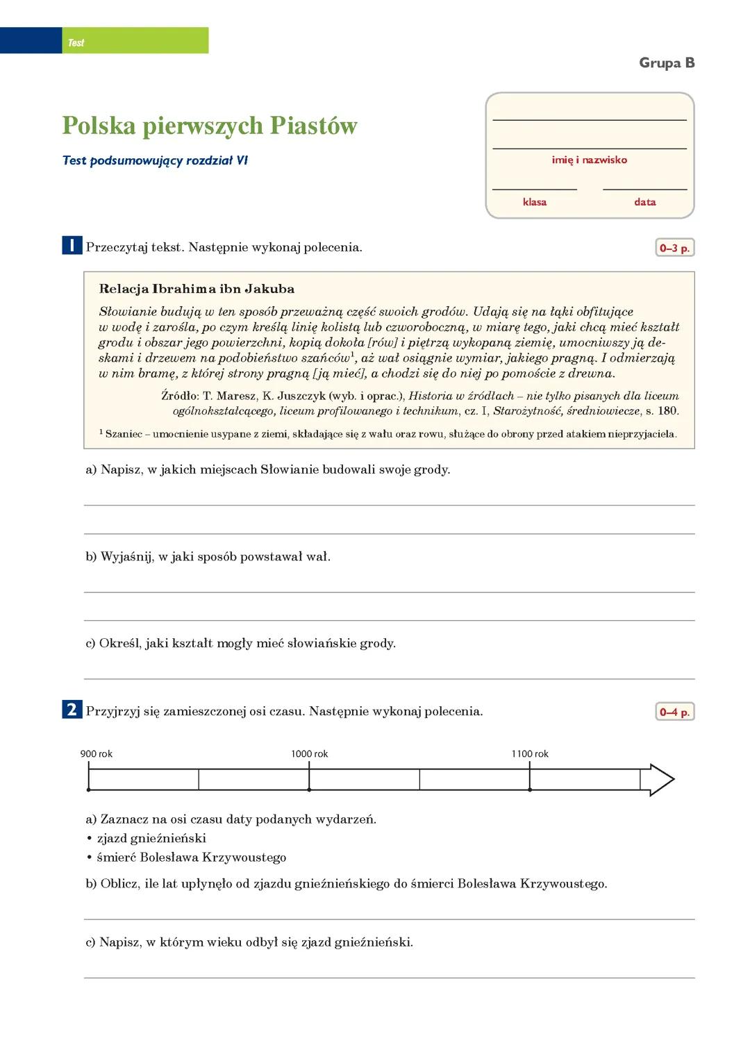 Sprawdzian Polska pierwszych Piastów