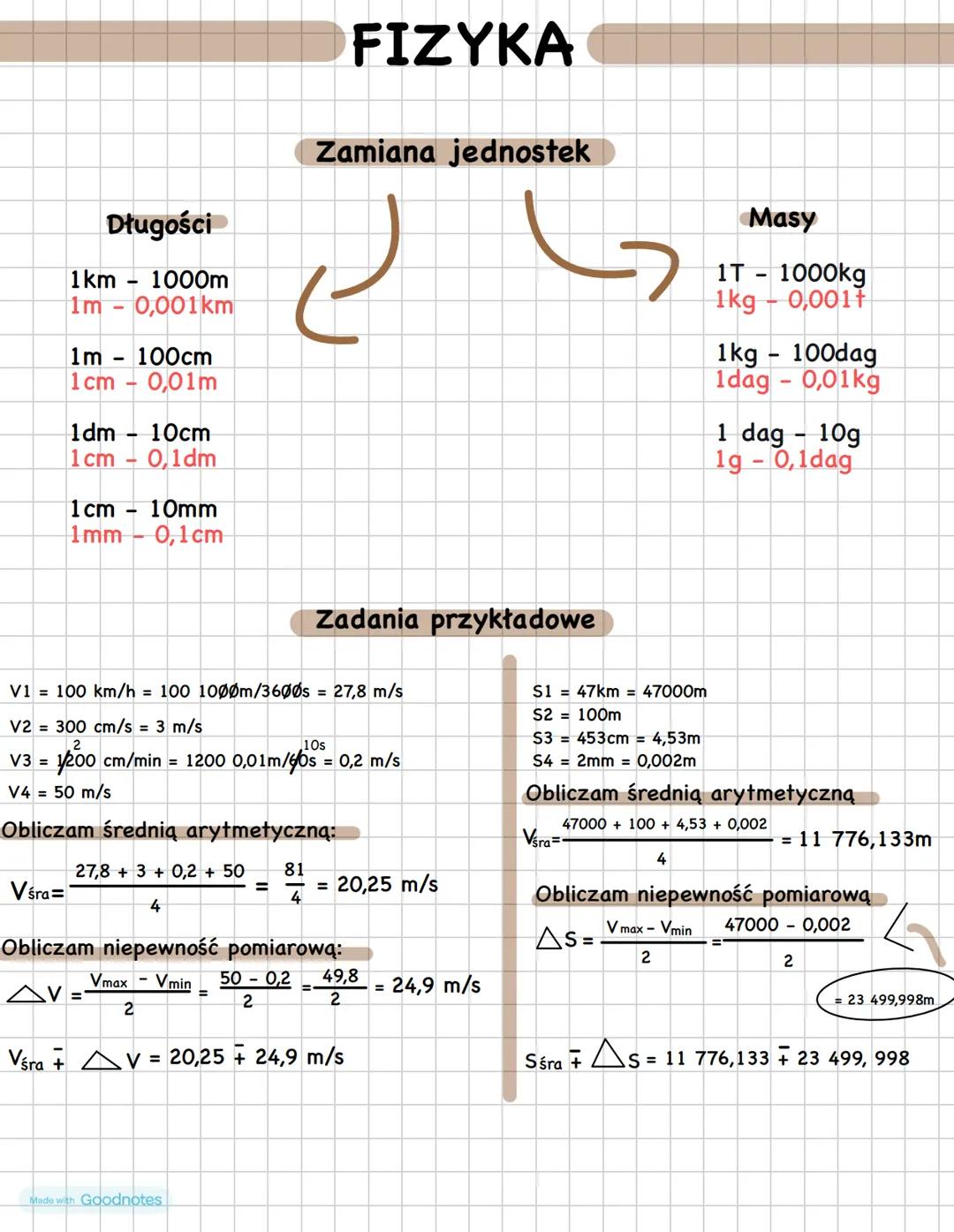 Długości
1km - 1000m
1m - 0,001km
1m 100cm
-
1cm -0,01m
FIZYKA
Zamiana jednostek
1dm 10cm
1cm -0,1dm
1cm - 10mm
1mm
0,1cm
Zadania przykładow