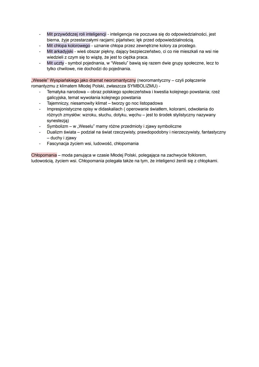 WESELE - STANISŁAW WYSPIAŃSKI
Geneza - Stanisław Wyspiański był gościem w czasie wesela swojego przyjaciela Lucjana Rydla z
chłopką, Jadwigą