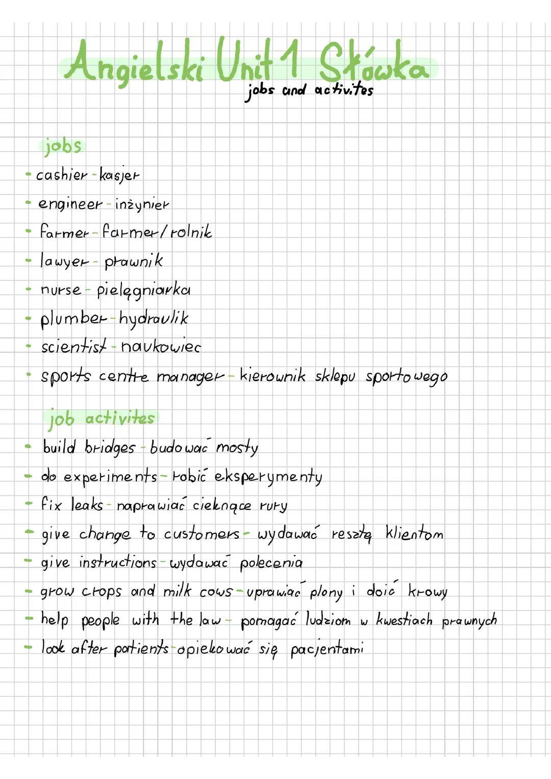 Angielski Unit 1 Słówka