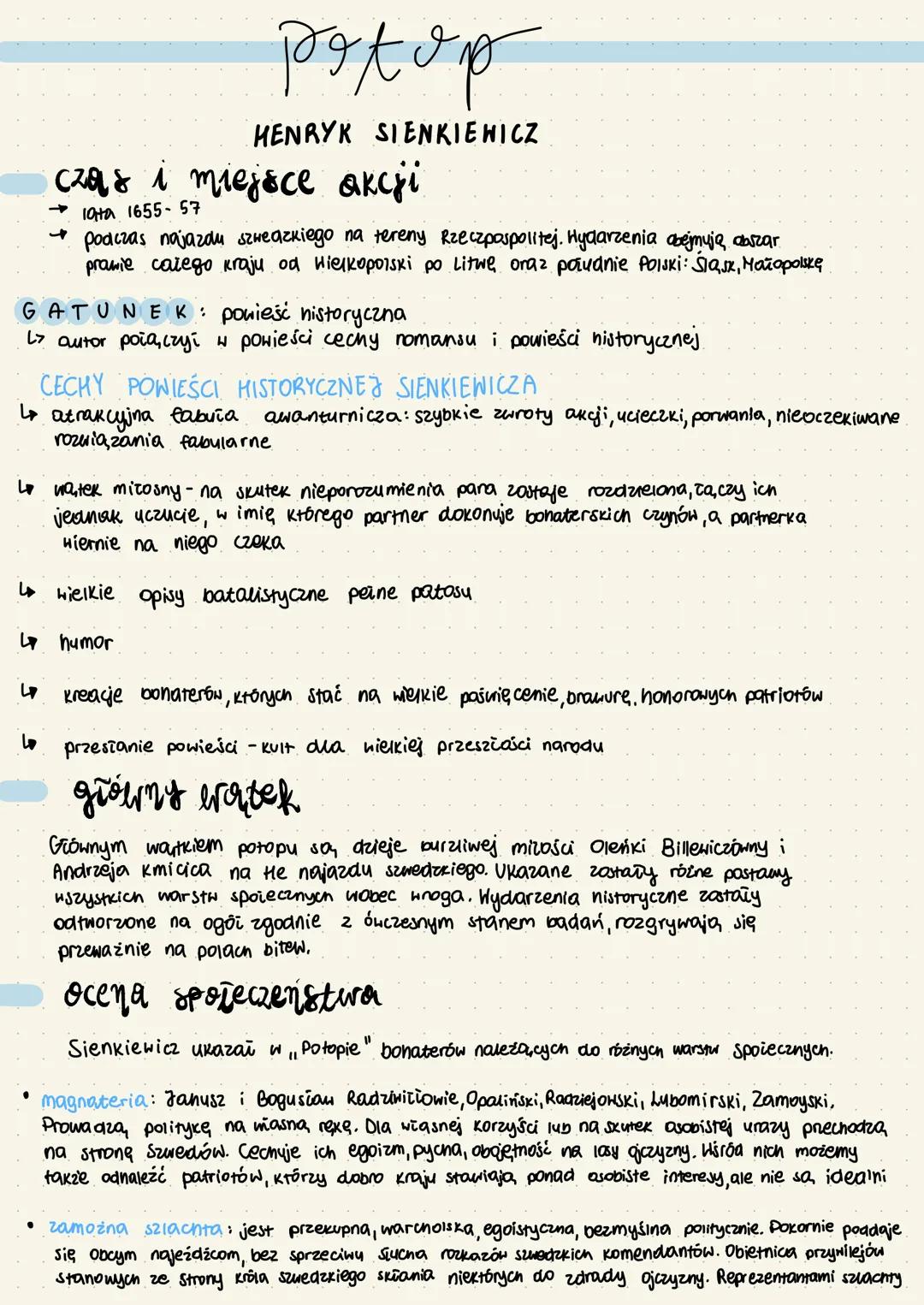 # Pot op
HENRYK SIENKIEWICZ
czas i miejsce akcji
→ 10HA 1655-57
podczas najazdu szwedzkiego na tereny Rzeczpospolitej. Hydarzenia abejmu