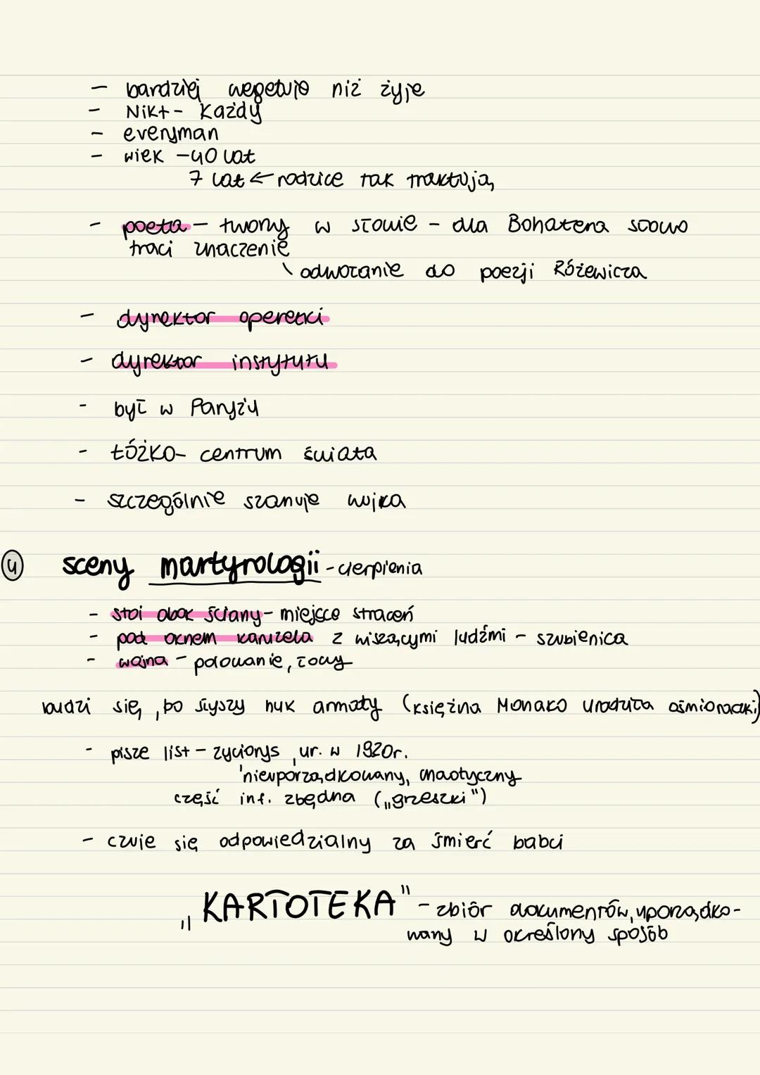 # KARTOTEKA
Tadeusz Rozewicz
① miejsce akcji - (pokój Bohatera - staje się ulica,, biurem,
przestrzeń otwarta kaviarnia
przestrzeń
гатк