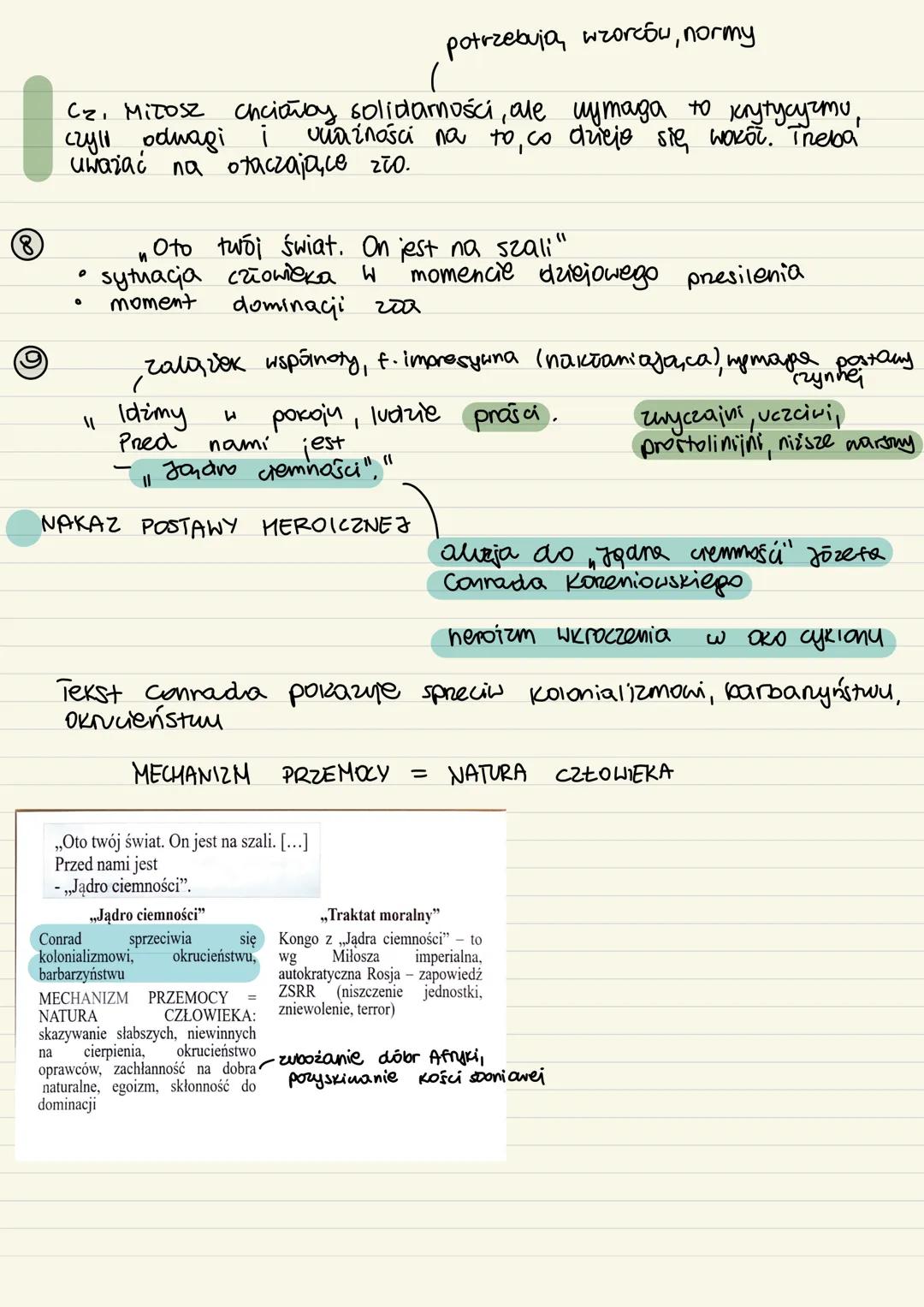 "TRAKTAT MORALNY"
Czesław Miłosz
1 Poeta analizuje postammy moralne wobec totalitaryzmu
oraz podejmuje problematyke, odpowiedzialności twór