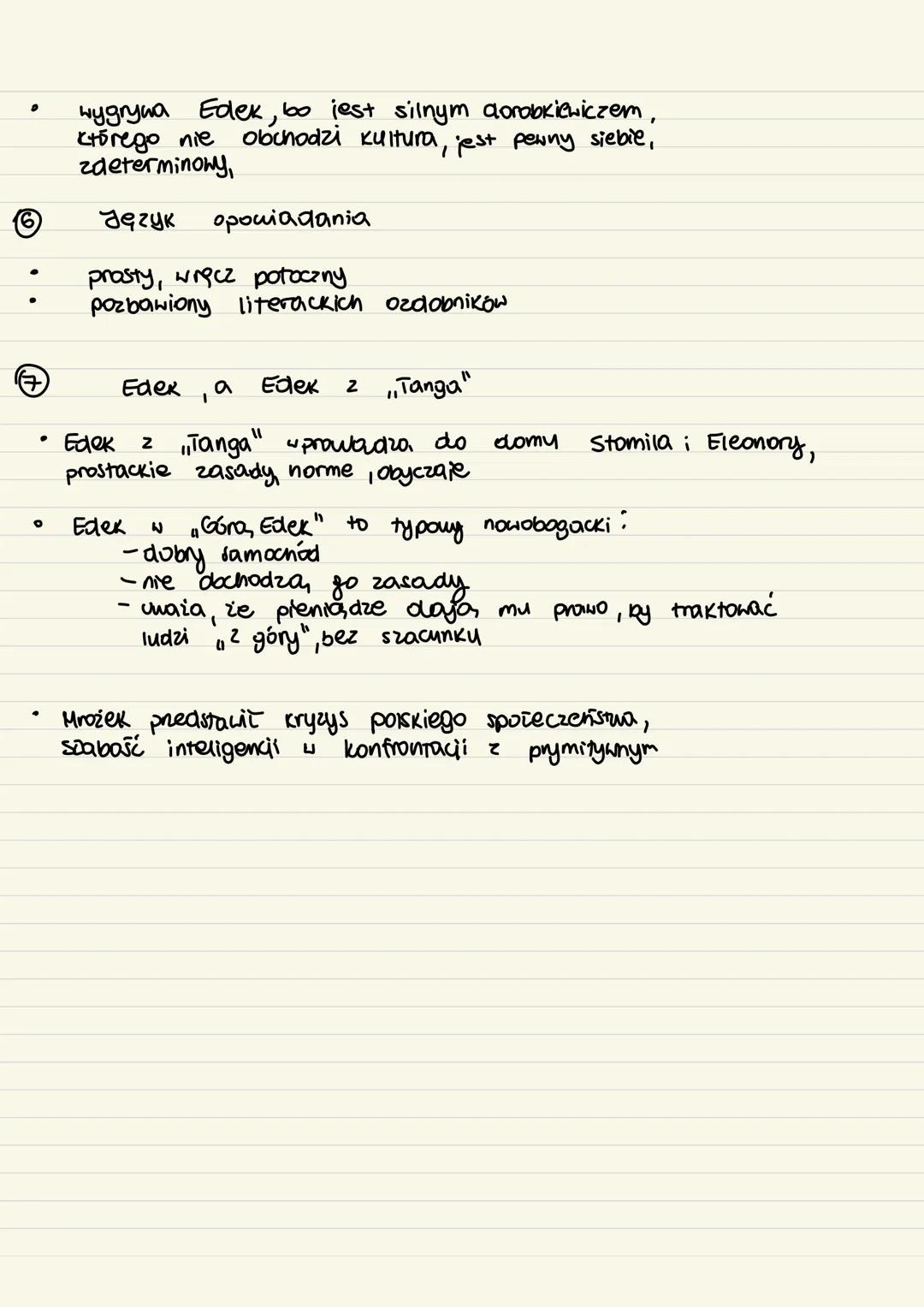 # MAREK NOWAKONSKI
# „GÓRA EDEK"
① Bohaterowie
- Kierowca fiata i forda - Kontrast
- narrator jest świadkiem i obserwatorem zdanenia w ci