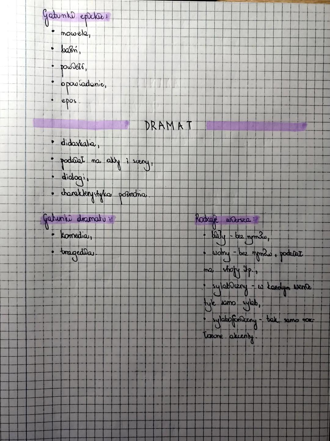 Podzaje
LIRYKA
• obecnové podmiotu linycamage,
·
•
podział ma wers
wersy
uwaga koncentruje się ma
simy subiektywizm,
• mmogoer Prodków styli