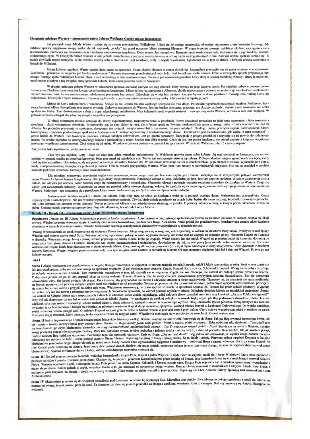 Streszczenia lektur do matury