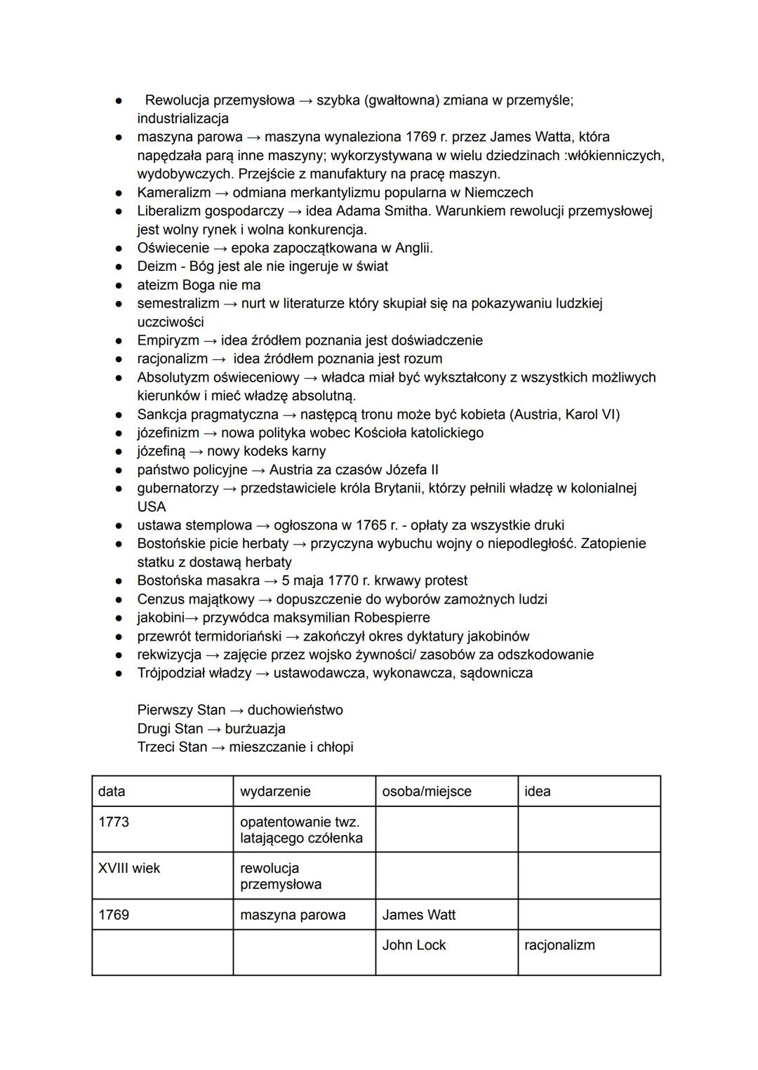 Rewolucja przemysłowa
→
szybka (gwałtowna) zmiana w przemyśle;
industrializacja
• maszyna parowa maszyna wynaleziona 1769 r. przez James Wat