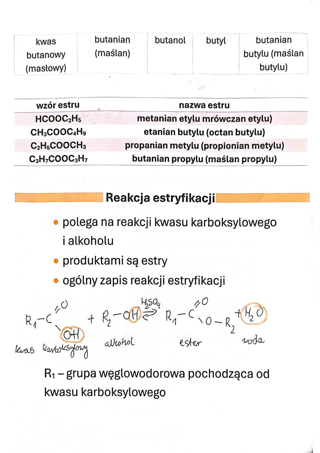 ESTRY I REAKCJA ESTRYFIKACJI
Budowa i nazewnictwo estrów
Estry to związki zbudowane z atomów
węgla, wodoru i tlenu.
Wzór ogólny:
R₁ —
O― R₂