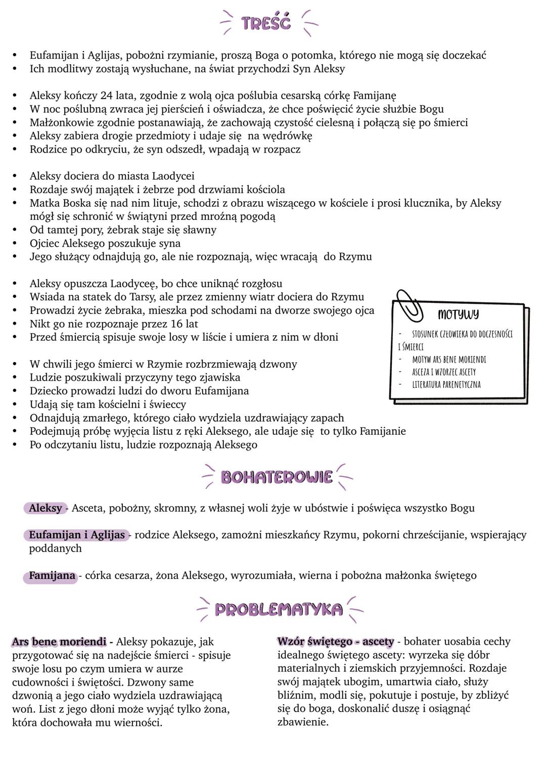 # Legenda & Swietym Aleksym;
GENEZA
- Nie wiadomo, czy bohater Legendy jest postacią autentyczną
- Pierwsze wzmianki pochodzą z V w. z Syb