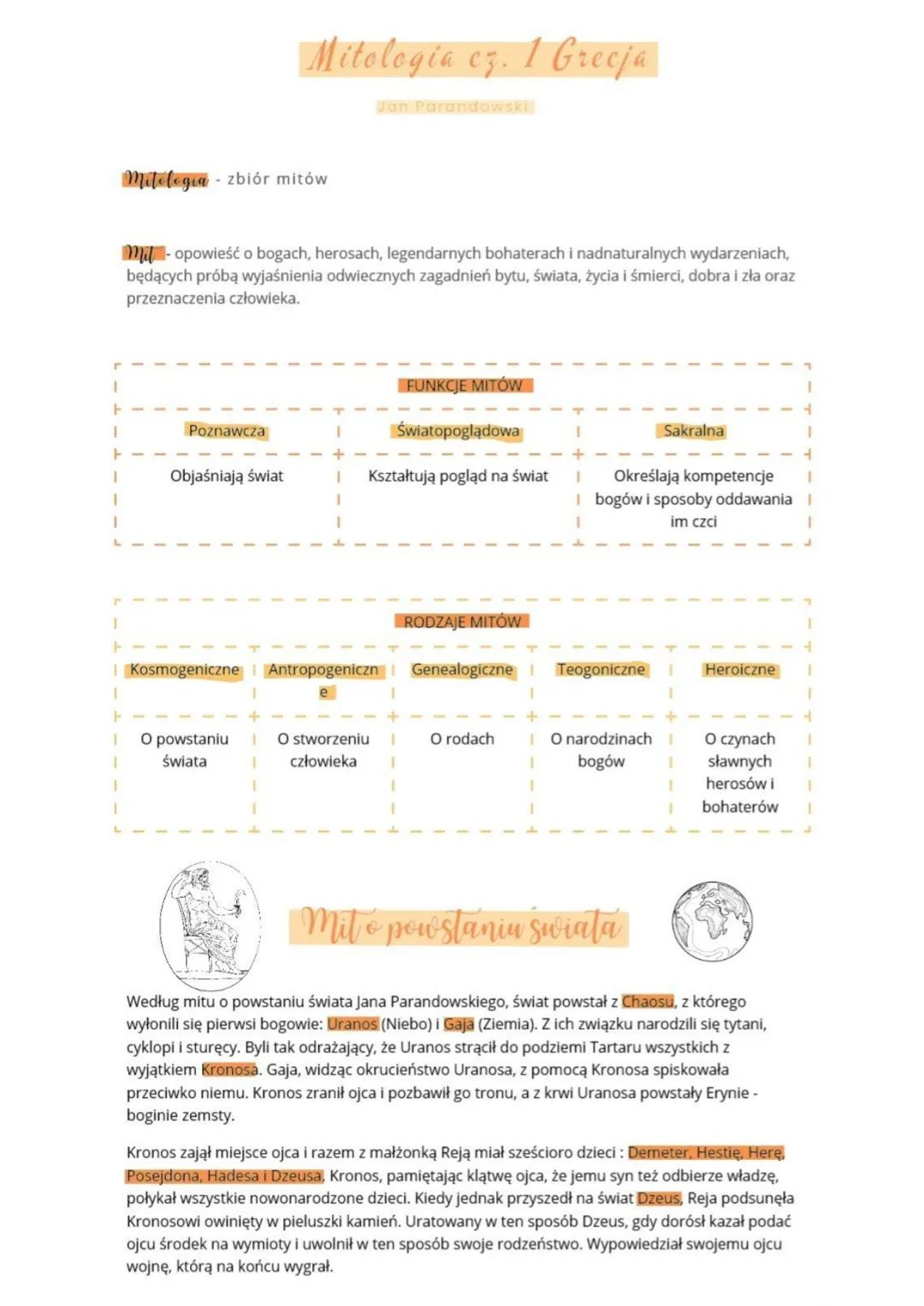 Mitologia ez. 1 Grecja
Jan Parandowski
Mitologia - zbiór mitów
mil - opowieść o bogach, herosach, legendarnych bohaterach i nadnaturalnych w