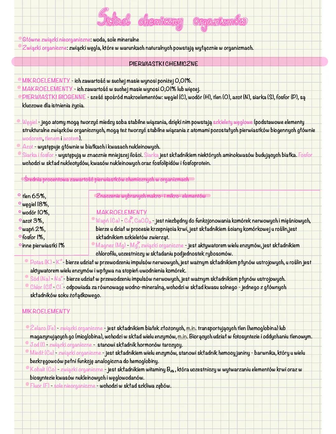 Skład chemiczny organizmów