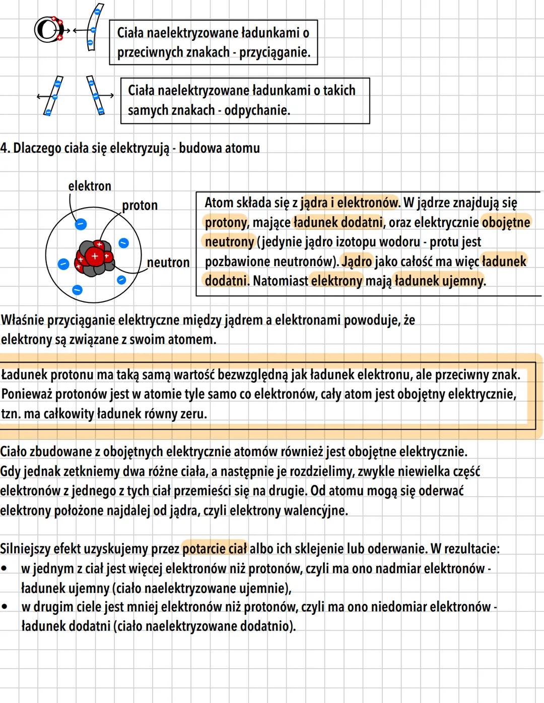 Fizyka - ładunki elektryczne
1. Wprowadzenie
Elektrostatyka - dział fizyki zajmujący się zagadnieniami, które dotyczą zjawisk związanych z
o