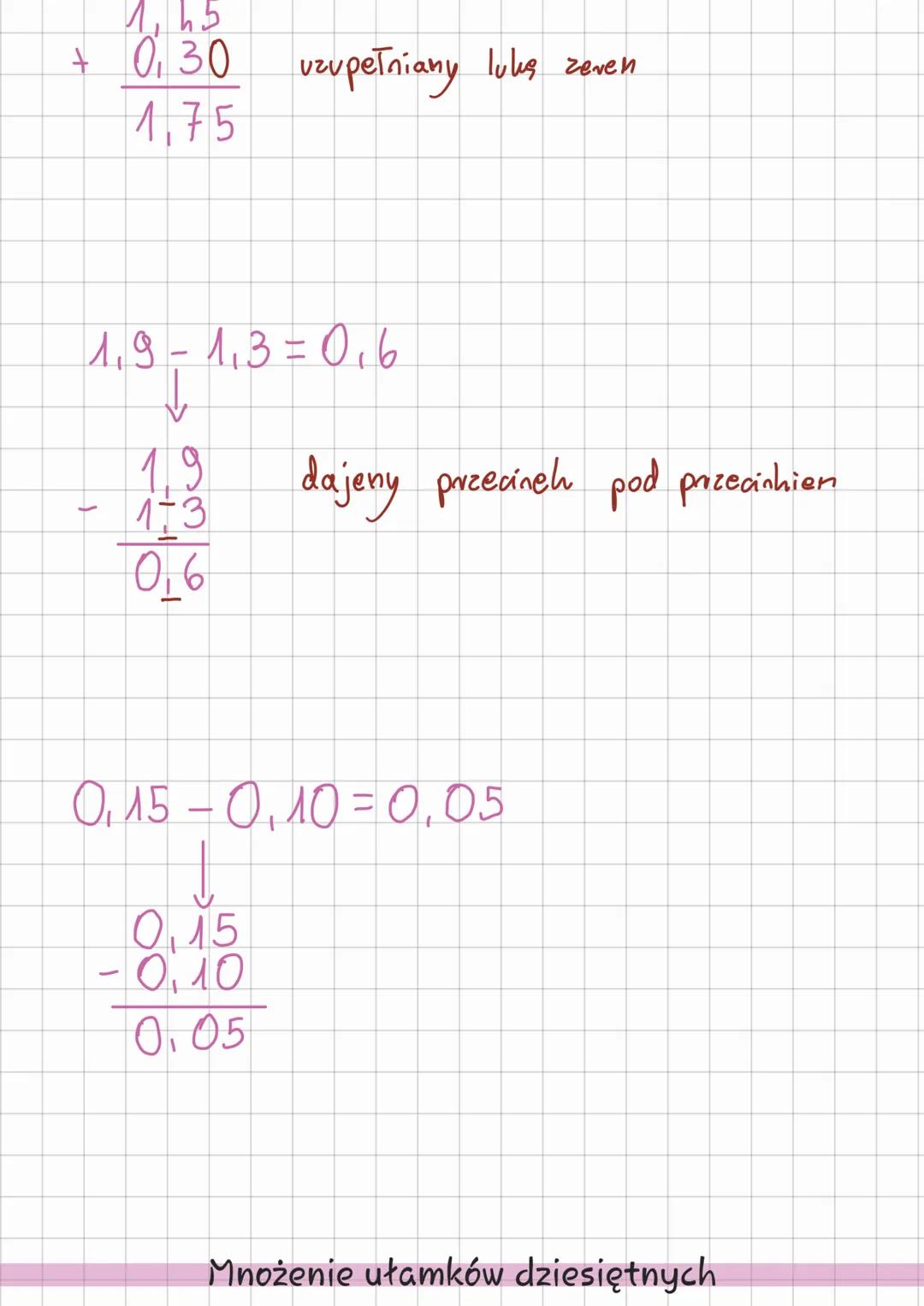# Ulamki Dziesiętne
Co to są ułamki dziesiętne?
Jest to zapis liczby rzeczywistej w postaci ułamka, którego
mianownik jest potęgą o wykład