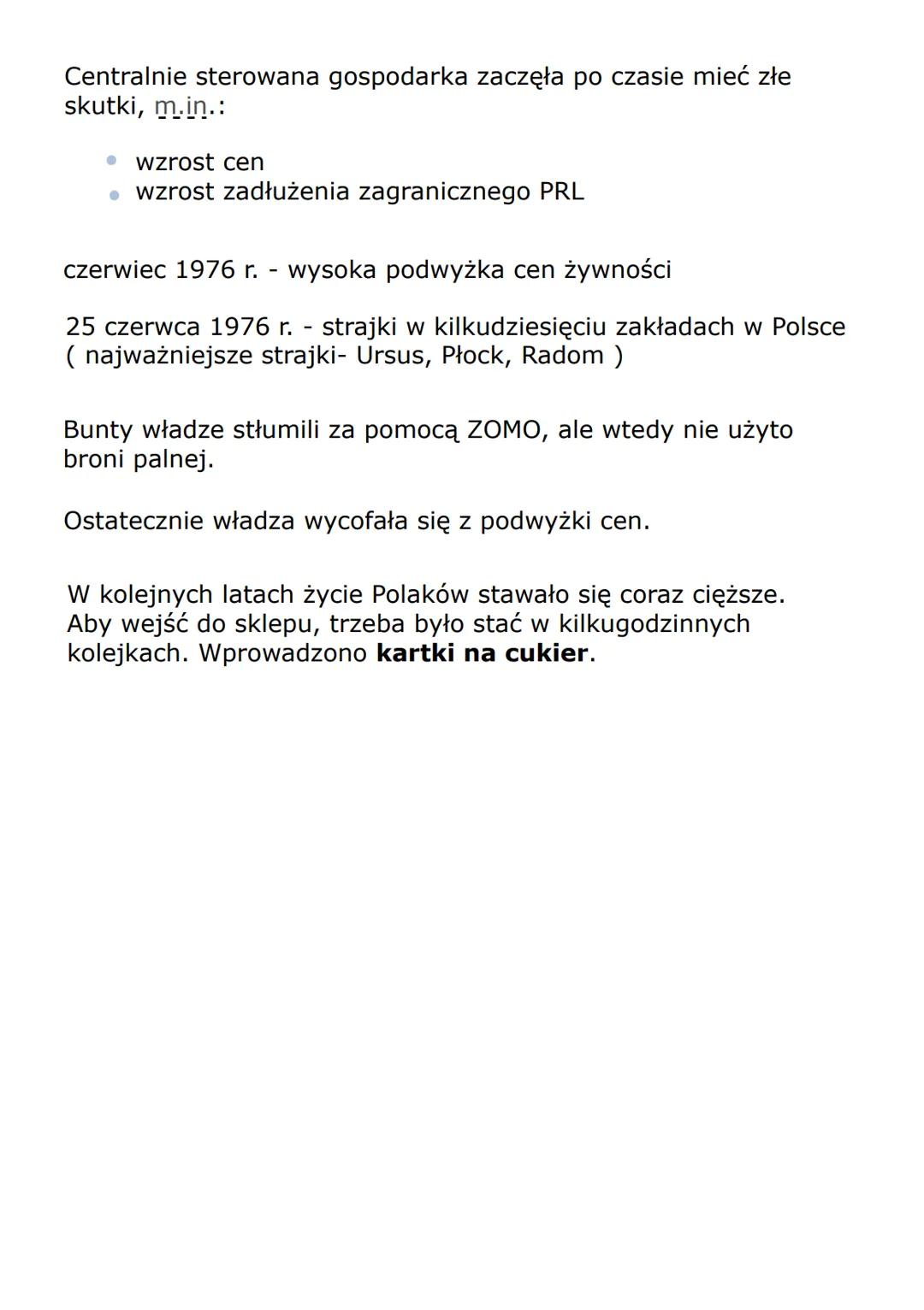 # PRL pod rządami Edwarda Gierka
Po krwawym stłumieniu strajków w grudniu 1970 r. odsunięto od
władzy Władysława Gomułkę, a jego miejsce za