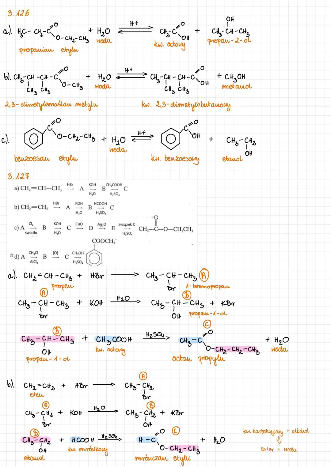 - sp2
Estry i tłuszcze
R-1=0
0-R2
1). Откуптунаніс
kwas
(Karboksylomy)
+ alkohol
H+
temp
nitrogliceryna - nie jest estrem
CH2-O-NO2