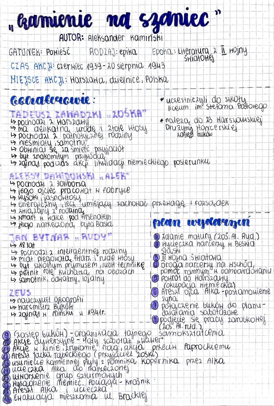 Gamienie na szaniec "
AUTOR: Aleksander Kamiński
"
GATUNEK: POHIеs
RODZAJ: epika
Epoka Literatura 2 II wojny
Sniatonej
CZAS AKCH: Czerwiec 1