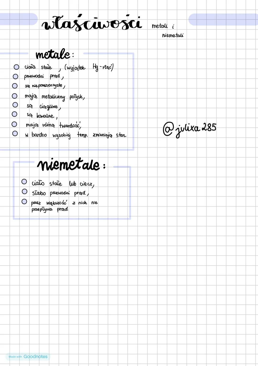 # właściwości
metali i
nieme tali
# metale:
O ciała stare , (wyjortek Hg-rtec)
O przewodzi prord,
O są nieprzezroczyste,
O major metaliczny