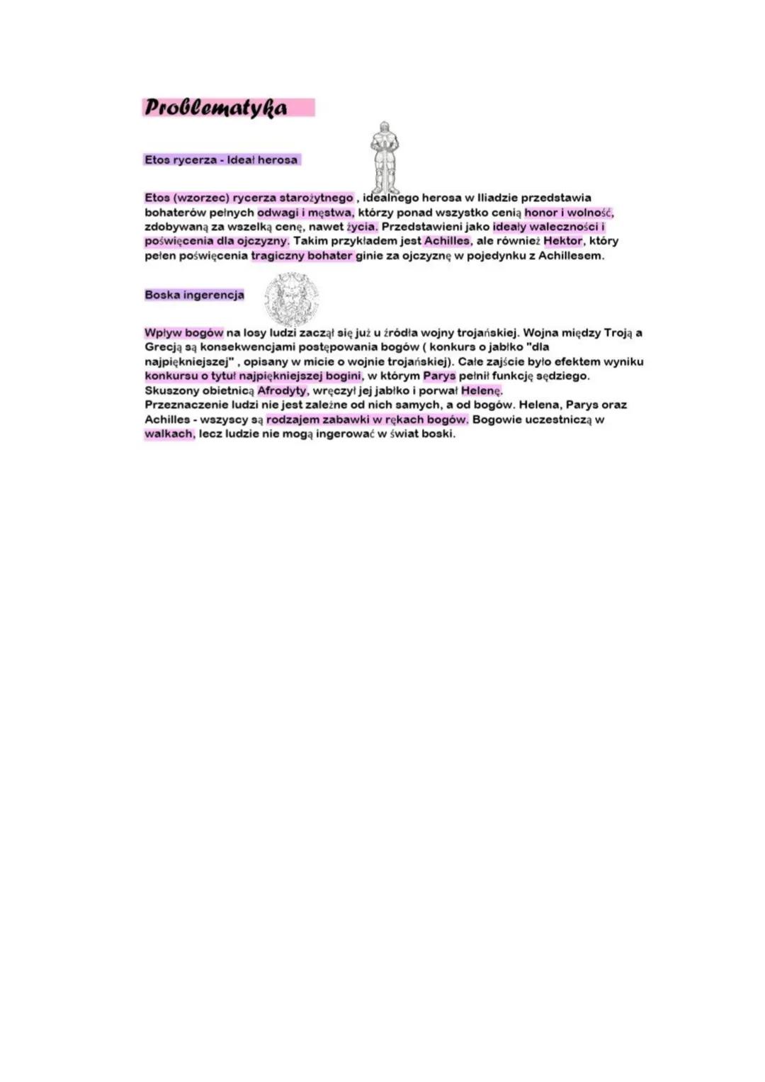 # Iliada
Tematyka
Iliada to epos, który przedstawia "gniew Achillesa" z powodu odebrania mu branki
Bryzeidy przez Agamemnona, a później z