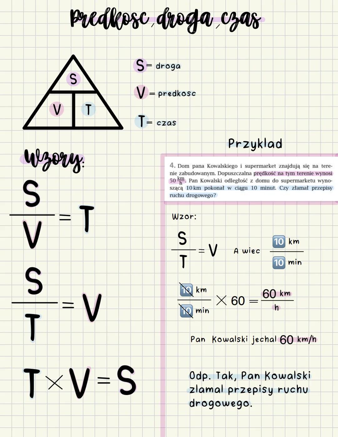 Predkosc droga czas
S
VT
S-droga
V = predkosc
T=
= czas
безочу:
S
V
S
T
| |
T
V
TV = S
Przyklad
4. Dom pana Kowalskiego i supermarket znajdu