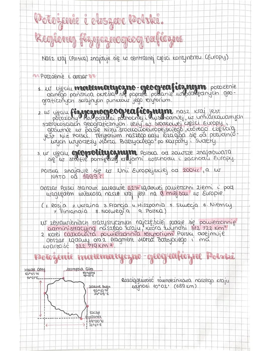 Położenie i obszar Polski. Regiony fizycznogeograficzne🎀