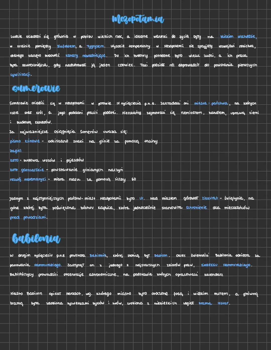 Mezopotamia
Ludzie osiedlali się grównie Iw poblizu wielkich rzek, a ideaine
krainie pomiędzy Eufratem, a Tygrysem. Wysokie temperatury
dlat