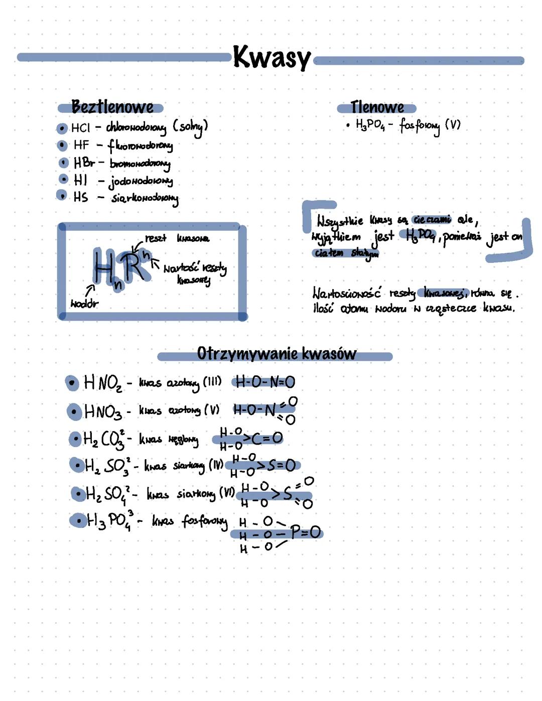 Chemia klasa 8. Kwasy