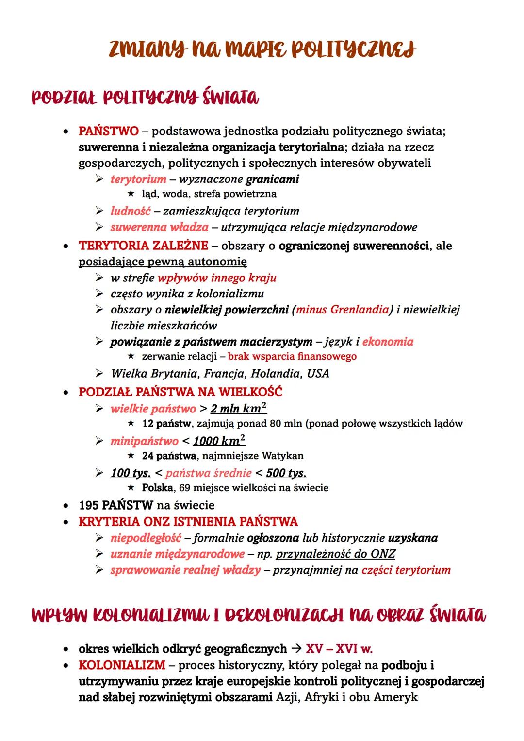 zmiany na mapie politycznej