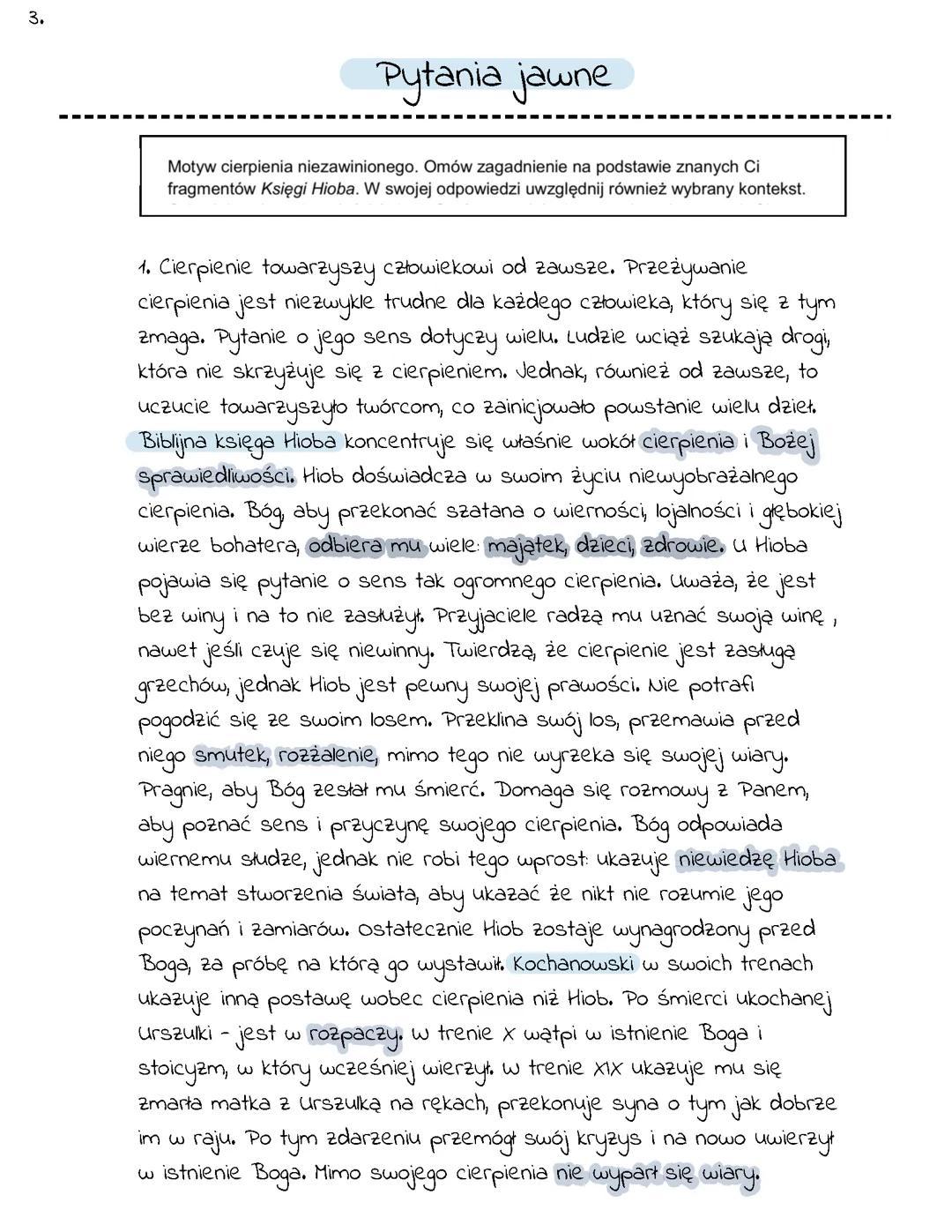 Motyw cierpienia niezawinionego.