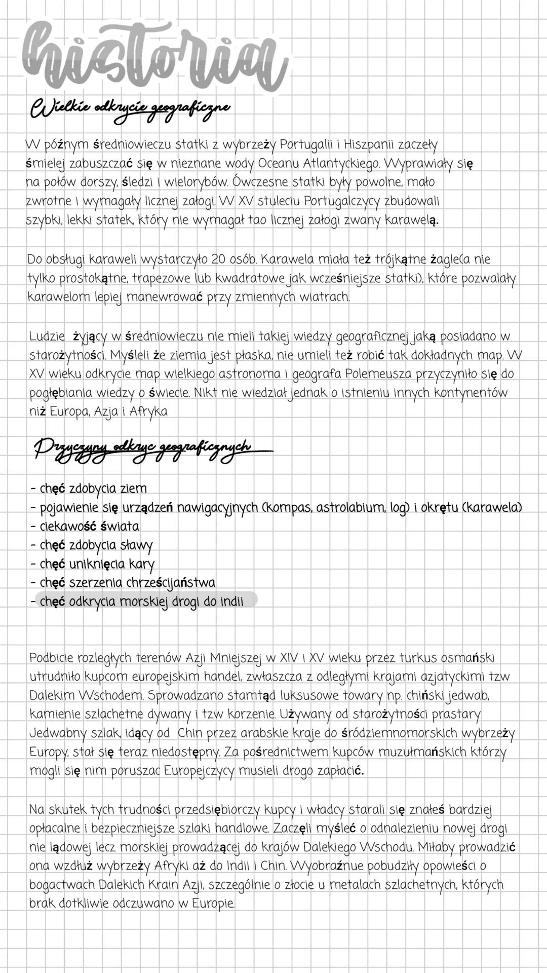 # historia
Wielkie odkrycie geograficzne
W późnym średniowieczu statki z wybrzeży Portugalii i Hiszpanii zaczeły
śmielej zabuszczać się w