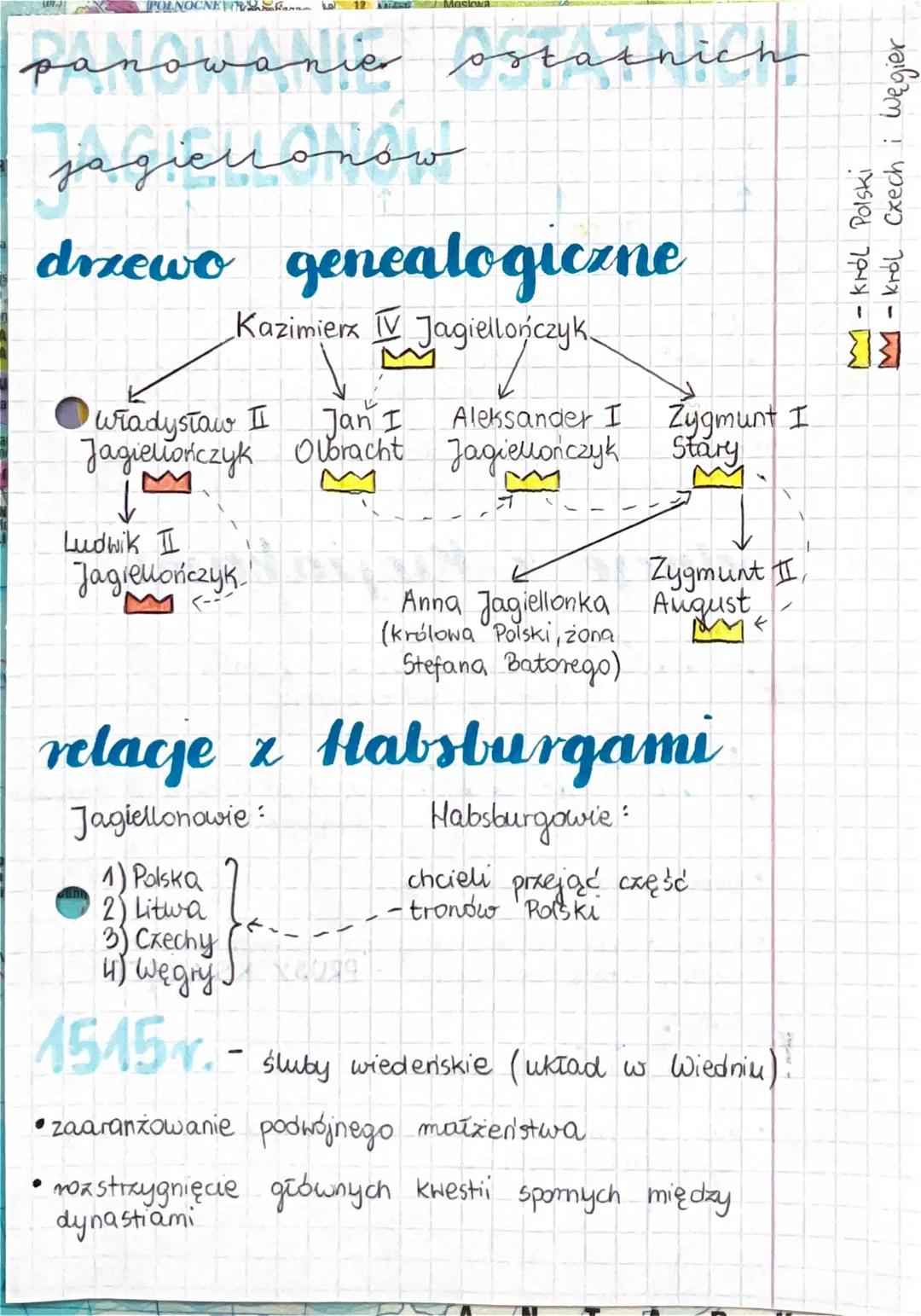 -król Polski
M-król Cxech i Węgier
X POLNOCNE Ran
panowanie ostacnien
jagicuonów
drzewo genealogiczne
Kazimierz IV Jagiellończyk.
Jan I
A