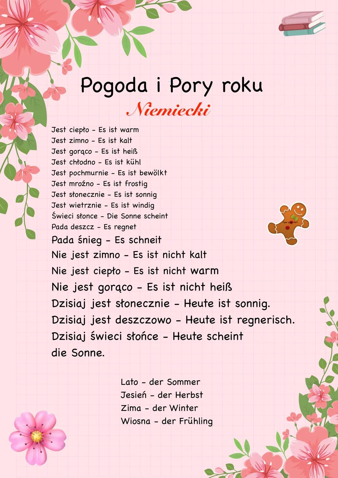 Pogoda i Pory roku Niemiecki