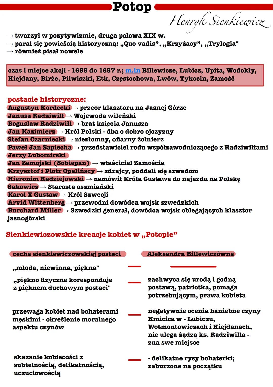 # Potop
Henryk Sienkiewicz
→ tworzył w pozytywizmie, druga połowa XIX w.
→ parał się powieścią historyczną: „Quo vadis", „Krzyżacy", „Try