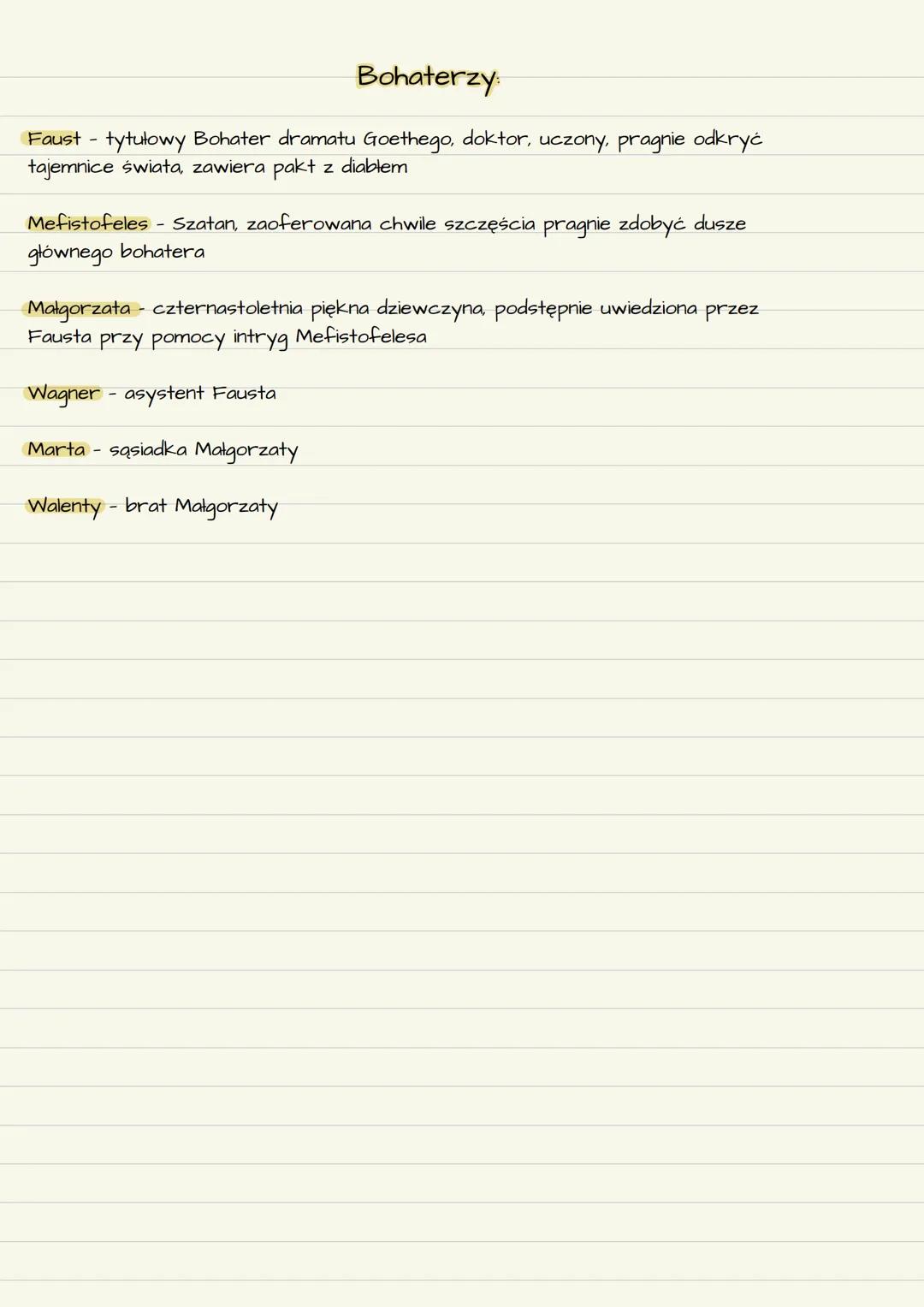 Faust
Rodzaj literacki: dramat
Gatunek literacki: dramat romantyczny
Czas akcji: rok
Miejsce akcji zaświaty, pracownia Fausta, ogrody, ulicę