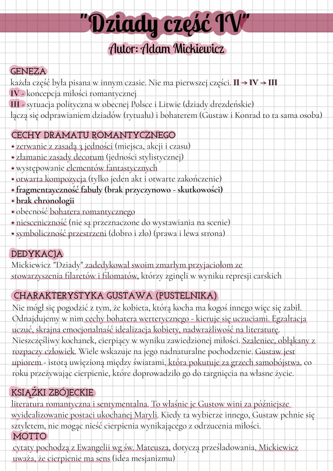 # Dziady część IV"
Autor: Adam Mickiewicz
GENEZA
każda część była pisana w innym czasie. Nie ma pierwszej części. II → IV → III
IV- konc