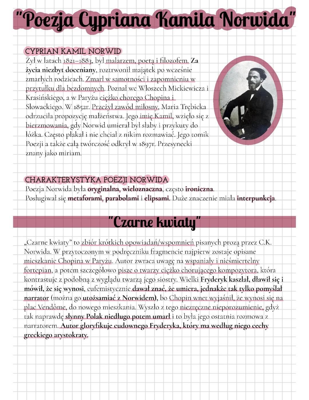 Poezja Cypriana Kamila Norwida, Czarne kwiaty. Bema pamięci Żałobny rapsod. Promethidion.