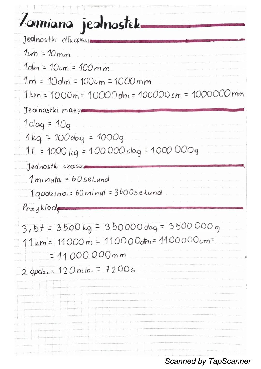 Zamiana Jednostek (długości, masy, czasu)