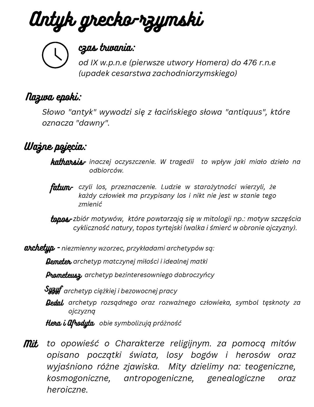 Antyk grecko rzymski-matura