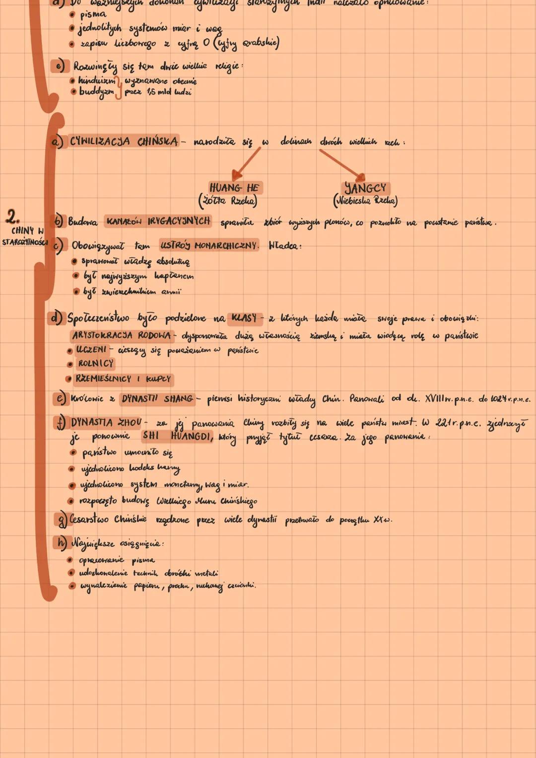 # 1.4. Starożytne Indie i Ching.
a) Cywilizacja na Półwyspic Indyjskim zaczęła rozwijać się w DOLINIE INDUSV. Tworzono tam systemy
irygacyj