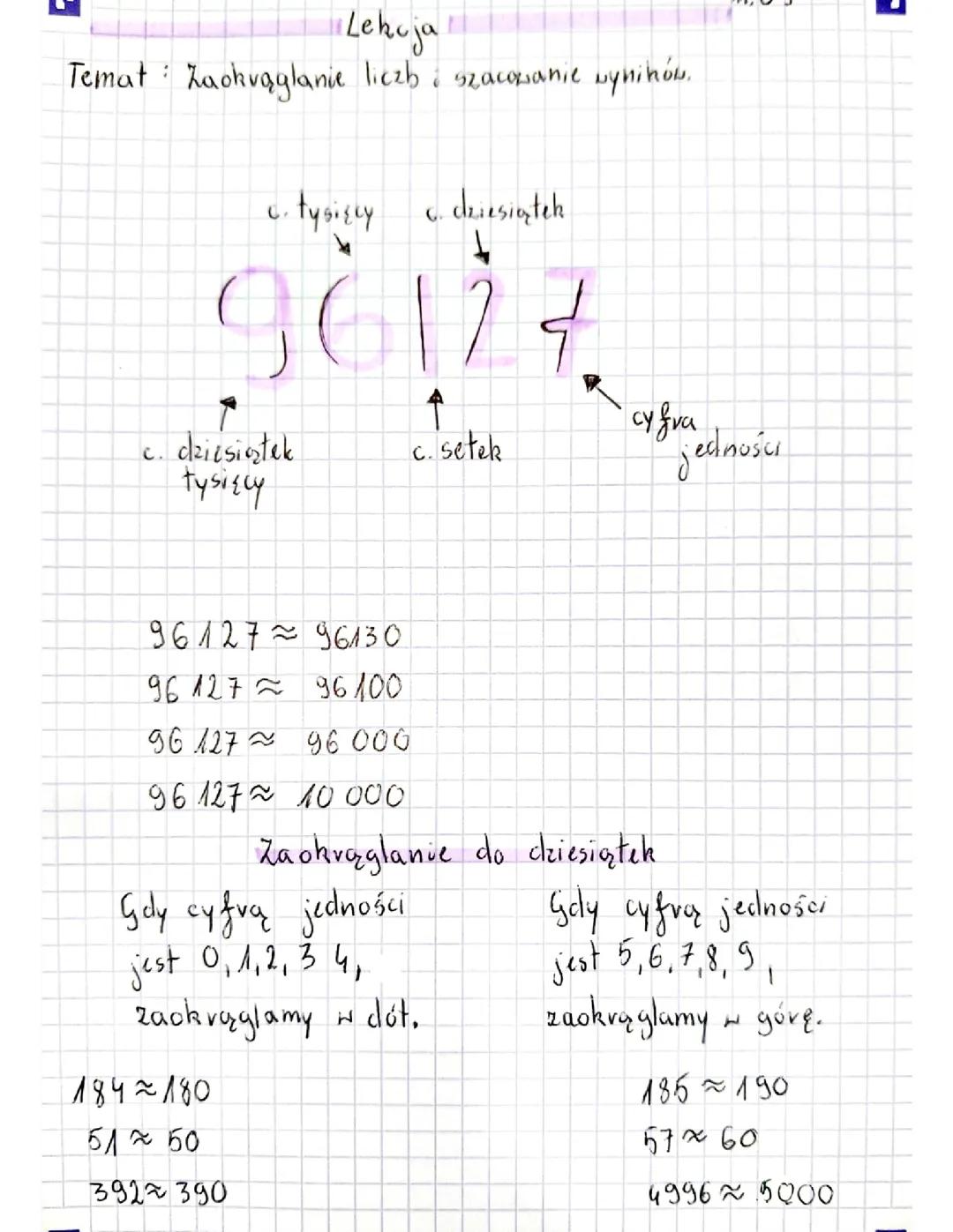 Zaokrąglanie liczb i szacowanie wyników