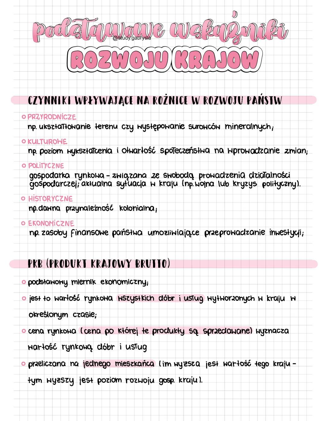 Podstawowe wskaźniki rozwoju krajów
