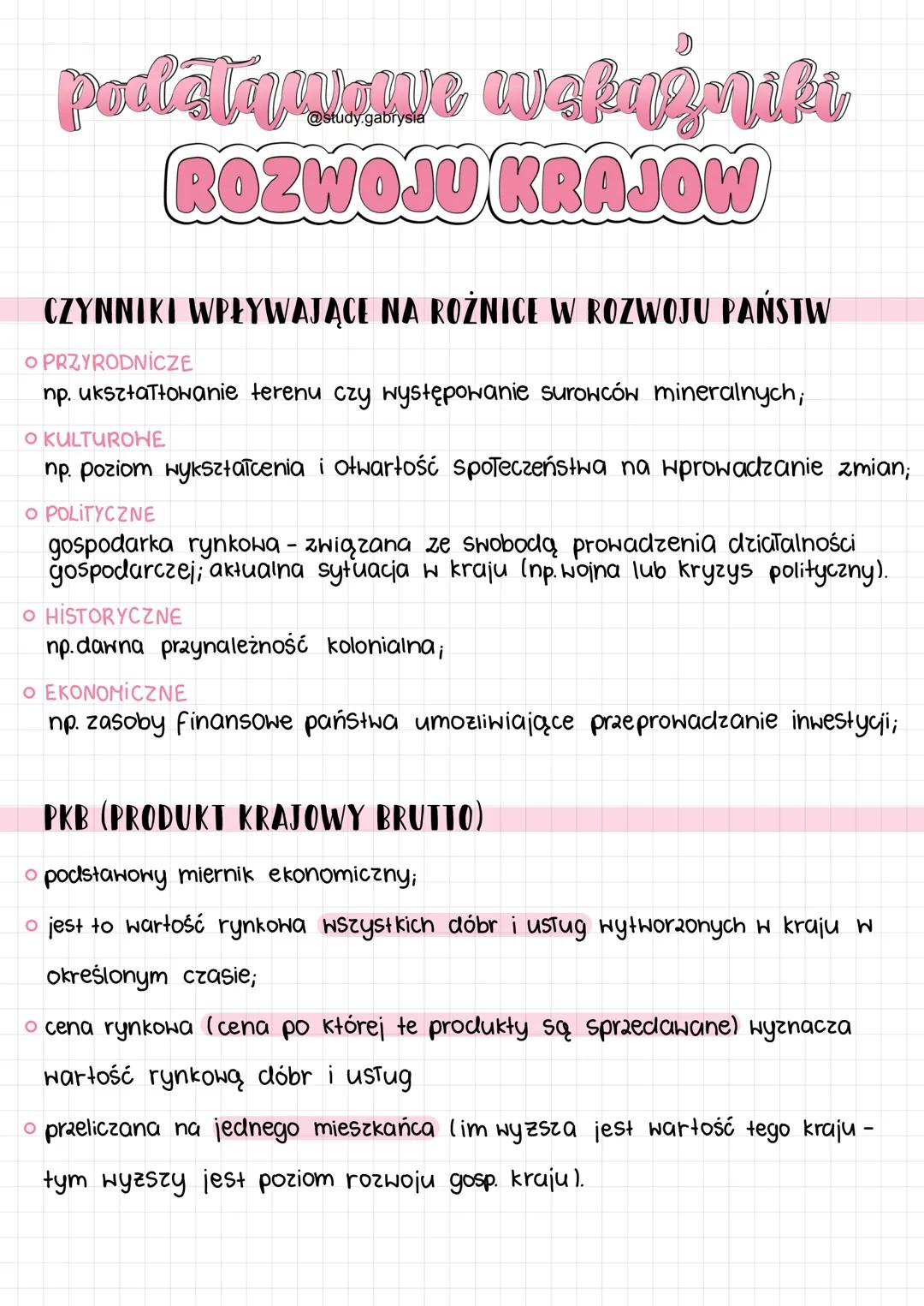 podałmune wakužniki
@study.gabrysia
BOZWOJU KRAJOW
CZYNNIKI WPŁYWAJĄCE NA ROŻNICE W ROZWOJU PAŃSTW
O PRZYRODNICZE
np. ukształtowanie terenu