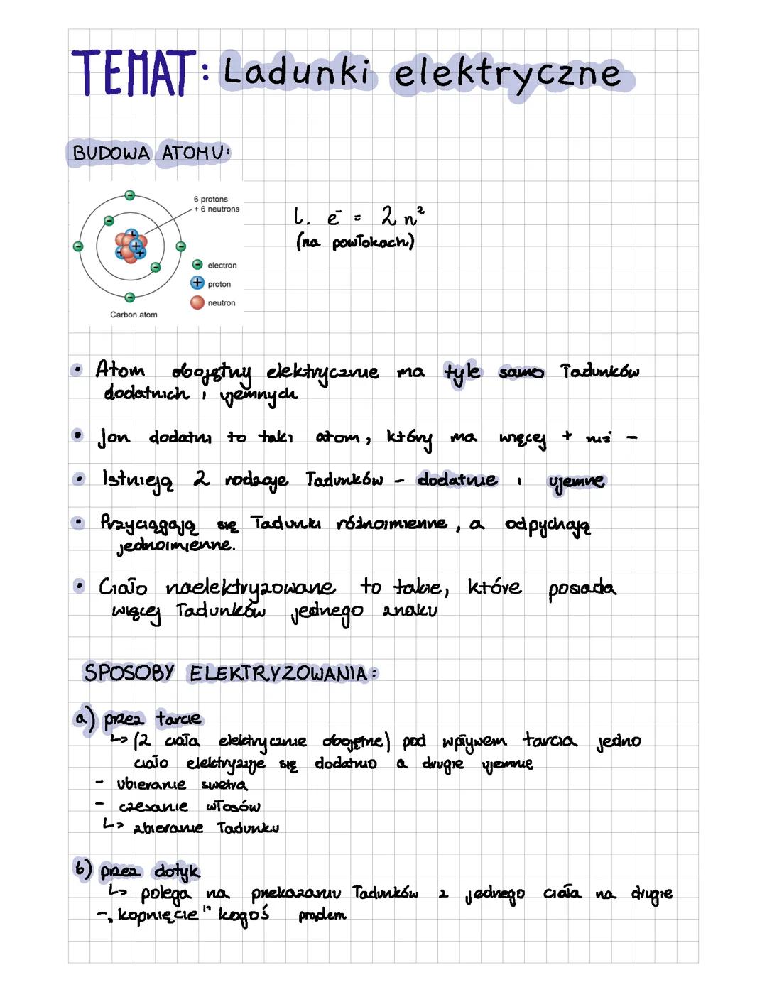 Ładunek elektryczny, ładunki elektryczne