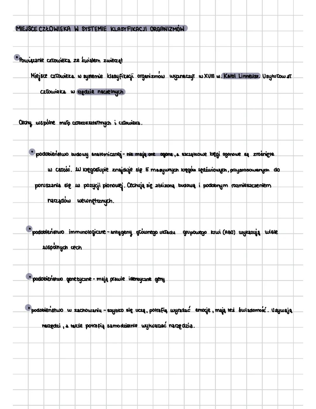 miejsce człowieka w systemie klasyfikacji organizmów