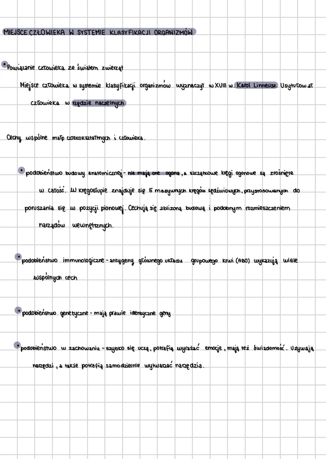 MIEJSCE CZŁOWIEKA W SYSTEMIE KLASYFIKACJI ORGANIZMÓW
Powiązanie człowieka ze światem zwierząt
Miejsce człowieka w systemie klasyfikacji orga